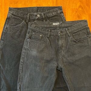 Bundle of Two Men's Black Jeans 100% Cotton 5 Pocket Zipper Fly